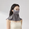 Sun protection face mask summer UV block neck guard breathable full face cover for women - Dark Gray