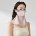 Summer UV protection full face sun mask breathable facekini neck cover for women outdoor riding - Pink