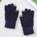 Winter warm knitted touch screen gloves for men and women, durable and comfortable to wear. - One Size / Navy Blue