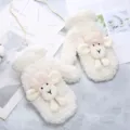 Moffole invernali calde e soffici con simpatiche pecorelle per donne, guanti spessi bianchi. - Taglia unica / Piccola Pecora Mignone / Bianco