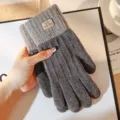Winter warm knit gloves, dark gray five-finger touch screen gloves, cozy and stylish daily wear. - Dark Gray
