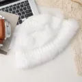 Cappello secchiello peluche lavorato a maglia bianco, morbido pelo coniglio inverno caldo - Cappello a Pagoda / Bianco