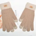 Guanti invernali caldi in maglia con funzione touchscreen per donna e uomo, spessi e comodi. - Cachi
