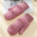 Moffole invernali in peluche da donna, simpatici e caldi guanti spessi in pile per freddo. - Viola - Copri-moffole a righe verticali in finta pelliccia di visone