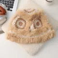 Comodo cappello da pescatore in maglia con pelliccia sintetica, morbido berretto invernale. - Cappello da Danza del Leone / Cachi