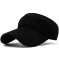 Black Knitted Sun Visor Empty Top Cap Summer Outdoor Breathable Sports Hat For Women - Nest Empty Top Hat / Black