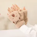 Cute Capybara Flip-Top Half-Finger Plush Gloves Thickened Winter Warm Mittens for Women - Plush Capybara Flip Cover / Khaki
