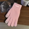 Guanti invernali caldi touch screen in maglia rosa guanti termici da donna per esterno - Etichetta Orizzontale Dita Separate / Rosa