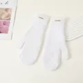 Women winter warm knitted rabbit hair mittens solid color full finger gloves for cycling. - White