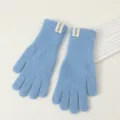 Guantes de invierno de punto azul claro cómodos, diseño suave y cálido para clima frío. - Azul