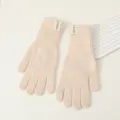 Gemütliche dicke warme Strickhandschuhe Damen, weiche Plüsch Winter Thermohandschuhe chic. - Beige