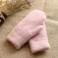 Roze pluche winterwanten, dikke warme gebreide handschoenen voor dames, zacht comfortabel en knus - Eén maat / Roze