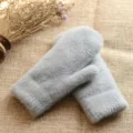 Gezellige grijze winter pluche wanten voor dames heren, dikke warme handschoenen. - Eén maat / Grijs