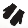 Classic black knitted woolen mittens for winter warmth, soft and comfortable for daily wear. - Black Short Plush Gloves
