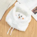 Cute white bear plush hooded scarf hat winter warm cute cartoon all-match thick cozy - Mask Bear Set / White