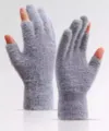 Gray fuzzy half-finger gloves for women winter warmth knitted thermal fingerless gloves - Two-Finger Exposed Split / Gray