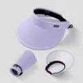 Summer foldable sun hat for women, large brim empty top UV protection visor in light purple. - Budget Version / Purple