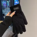 Men's winter warm knit gloves, touchscreen compatible black five-finger thermal gloves for outdoor. - Classic Cable Knit Split Finger / Black