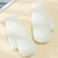 Moffole invernali bianche e soffici, guanti di peluche caldi e spessi per donne e freddo. - Bianco - Copri-moffole a righe verticali in finta pelliccia di visone