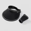 Summer anti-UV foldable sun visor hat for women, wide brim empty top black sport cap. - Budget Version / Black