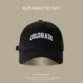 Black cotton baseball cap with Colorado embroidery, sun protection summer hat for men and women. - Colo Baseball Cap / Black