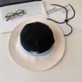 Cappello bucket colorblock con tesa larga protezione solare outdoor stile casual - Cappello a secchiello nero con sorriso