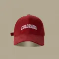 Red baseball cap with Colorado embroidery, sunscreen soft brim casual outdoor sun hat. - Colo Baseball Cap / Burgundy