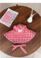 Chapeau de soleil à large bords à carreaux rouges et blancs femme printemps été protection UV - Bob réversible à carreaux rouge