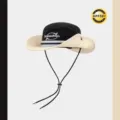 Cappello da pescatore parasole, traspirante asciugatura rapida colore a contrasto tesa larga. - Cappello da pescatore dopamina nero