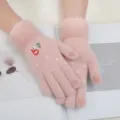 Guanti touchscreen in maglia rosa da donna, simpatici manicotti termici invernali. - Guanti touchscreen pupazzo di neve rosa
