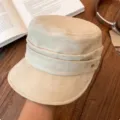 British retro suede flat cap for women, versatile pleated cadet hat with cute metal heart detail. - Heart Beret / Beige