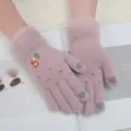 Guanti invernali touchscreen da donna simpatici in maglia felpati spessi caldi guanti rosa - Guanti touch screen viola con pupazzo di neve