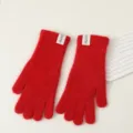 Rote flauschige gestrickte warme Damen Fünffinger Handschuhe für den Winter kalt Wetter - Rot
