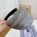 Grey organza sun visor hat, lightweight mesh empty top cap for summer beach outdoor. - Organza Headband Hat / Gray