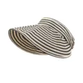Black and white striped empty top sun visor hat with wide brim for women summer outdoor. - Striped Velcro Hat / Black Beige