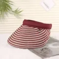 Women striped empty top sun visor hat outdoor UV protection breathable summer beach cap - Striped Headband Hat / Burgundy