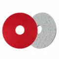 Round floor scrubber pads replacement, red and white abrasive cleaning disc for floor machine. - 10"
