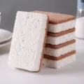 Kitchen cellulose sponge cleaning scrubber block heavy duty dishwashing cleaning sponge set. - White