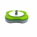 Disposable toilet brush replacement head, cleaning sponge pad with plastic connector base. - Green Flower (Without Handle) / Green