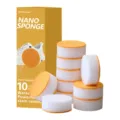 Nano sponge cleaning block magic eraser for kitchen dish washing and household stain removal. - 10 Pieces Boxed / Orange