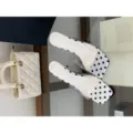 French polka dot transparent high heel mules for women, summer stylish open toe sandals. - White Polka Dot