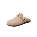 Damen gefütterte Clogs Pantoletten Winter bequeme flache Hausschuhe Freizeitschuhe warme Schuhe - 35 / Haferflockenfarbe