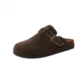 Damen braune flauschige Clog Hausschuhe, gemütliche gefütterte Winter Pantoletten. - 35 / Braun