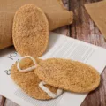 Natural loofah dishwashing sponge scrubber, plant fiber kitchen cleaning pad with hanging loop. - 7.5*5cm / Lanyard Style in Natural Color, 1 Piece