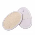 Natural loofah bath sponge pad with elastic hand strap body exfoliation scrubber 2pcs - 12*8cm / White