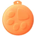 Round dishwashing sponge kitchen cleaning pad, orange scrub sponge with cute paw print. - Diameter 10cm * Thickness 1.5cm / Dish Cleaning Style