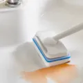 Long handle cleaning sponge brush for bathroom tile sink washing tool efficient household tool - Handle / 1 Piece/Pack / White