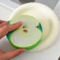 Round wood pulp sponge dish washing cloth with green apple print kitchen cleaning tool - Apple