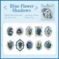 Detailed view of vintage embossed floral stickers, retro aesthetic craft materials for scrapbooking. - 20 Pieces/Pack / Blue Theme