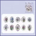 Vintage relief floral stickers detail showcase, 20 pieces pack, white kraft paper. - 20 Pieces/Pack / Purple Theme